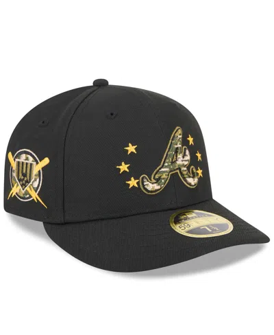 NEW ERA MEN'S BLACK ATLANTA BRAVES 2024 ARMED FORCES DAY LOW PROFILE 59FIFTY FITTED HAT