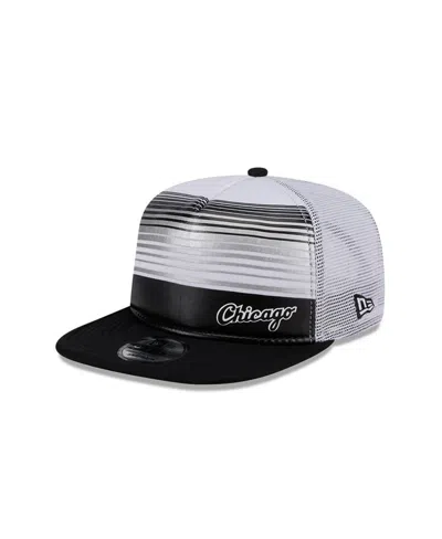 NEW ERA MEN'S BLACK CHICAGO WHITE SOX TEAM HORIZON 9FIFTY A-FRAME TRUCKER SNAPBACK HAT