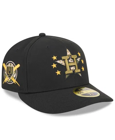 NEW ERA MEN'S BLACK HOUSTON ASTROS 2024 ARMED FORCES DAY LOW PROFILE 59FIFTY FITTED HAT