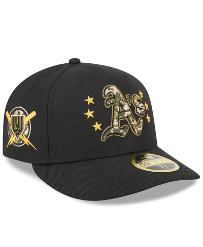 NEW ERA MEN'S BLACK OAKLAND ATHLETICS 2024 ARMED FORCES DAY LOW PROFILE 59FIFTY FITTED HAT