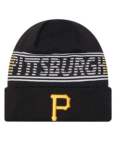 NEW ERA MEN'S BLACK PITTSBURGH PIRATES AUTHENTIC COLLECTION CUFFED KNIT HAT