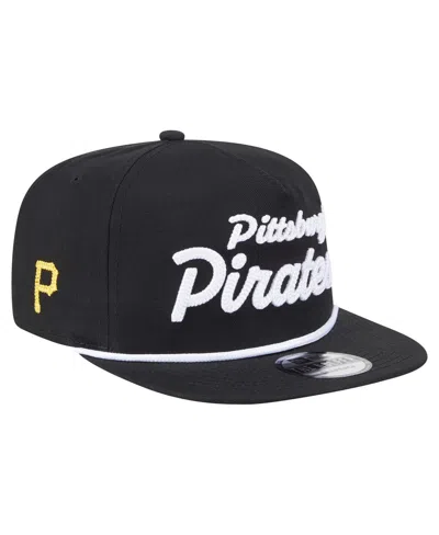NEW ERA MEN'S BLACK PITTSBURGH PIRATES TEAM TEXT GOLFER SNAPBACK HAT