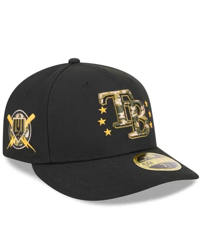 NEW ERA MEN'S BLACK TAMPA BAY RAYS 2024 ARMED FORCES DAY LOW PROFILE 59FIFTY FITTED HAT