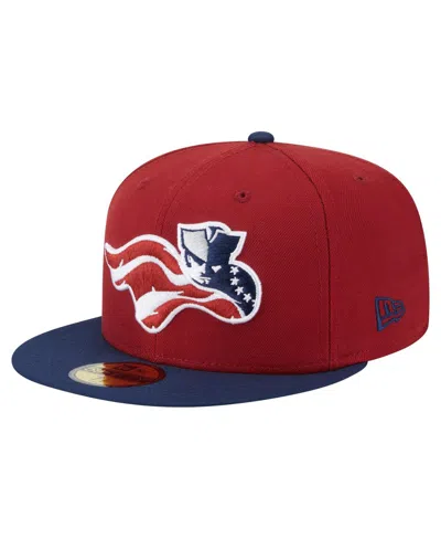 NEW ERA MEN'S BURGUNDY/NAVY SOMERSET PATRIOTS AUTHENTIC COLLECTION 59FIFTY FITTED HAT