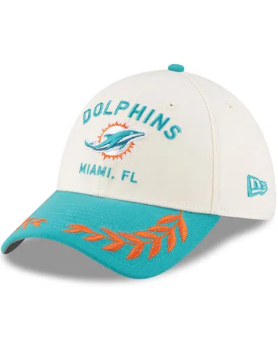 NEW ERA MEN'S CREAM/AQUA MIAMI DOLPHINS 2025 NFL DRAFT 39THIRTY FLEX HAT