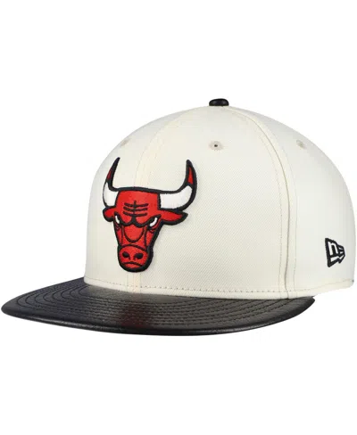 NEW ERA MEN'S CREAM/BLACK CHICAGO BULLS VISOR TWO-TONE 59FIFTY FITTED HAT