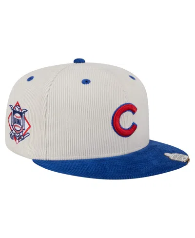 NEW ERA MEN'S CREAM/ROYAL CHICAGO CUBS TWO-TONE CORDUROY 59FIFTY FITTED HAT