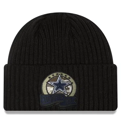 NEW ERA MEN'S DALLAS COWBOYS NEW ERA 2022 SALUTE TO SERVICE KNIT HAT IN BLACK