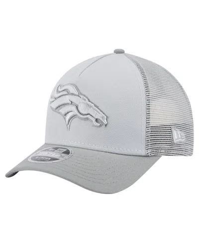NEW ERA MEN'S GRAY DENVER BRONCOS DOMAIN A-FRAME TRUCKER 9FORTY ADJUSTABLE HAT