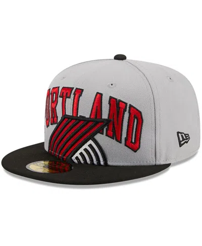 NEW ERA MEN'S GRAY/BLACK PORTLAND TRAIL BLAZERS TIP-OFF TWO-TONE 59FIFTY FITTED HAT