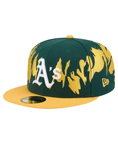 NEW ERA MEN'S GREEN/GOLD ATHLETICS RETRO PATTERN 59FIFTY FITTED HAT