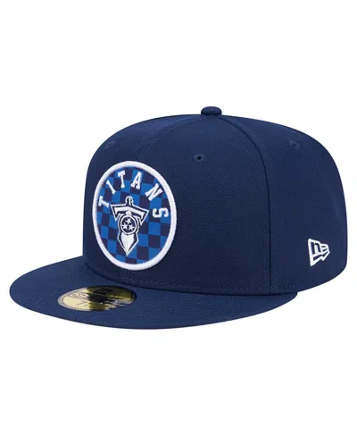 NEW ERA MEN'S NAVY TENNESSEE TITANS CHECKERED 59FIFTY FITTED HAT