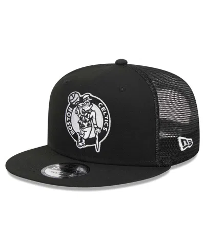 NEW ERA MEN'S NEW ERA BLACK BOSTON CELTICS EVERGREEN 9FIFTY TRUCKER SNAPBACK HAT