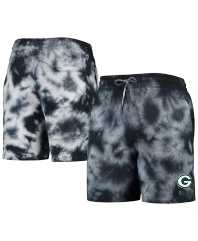 NEW ERA MEN'S NEW ERA BLACK GREEN BAY PACKERS TIE-DYE SHORTS