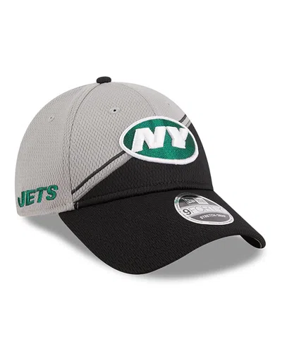NEW ERA MEN'S NEW ERA GRAY, BLACK NEW YORK JETS 2023 SIDELINE 9FORTY ADJUSTABLE HAT