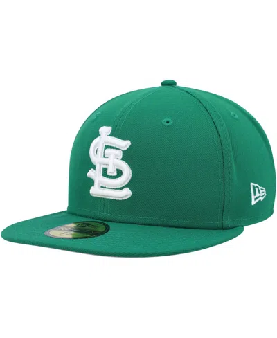 NEW ERA MEN'S NEW ERA KELLY GREEN ST. LOUIS CARDINALS LOGO WHITE 59FIFTY FITTED HAT