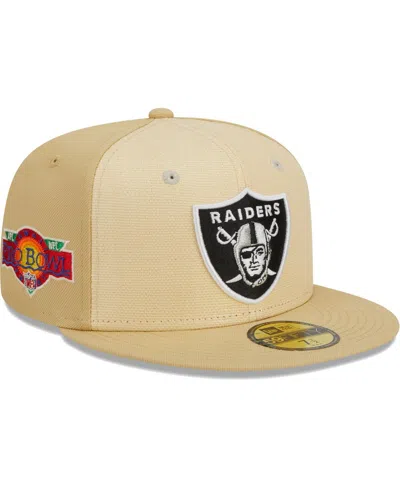 NEW ERA MEN'S NEW ERA KHAKI LAS VEGAS RAIDERS RAFFIA FRONT 59FIFTY FITTED HAT