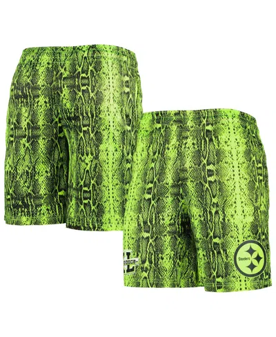 NEW ERA MEN'S NEW ERA NEON GREEN PITTSBURGH STEELERS SUMMER POP SHORTS
