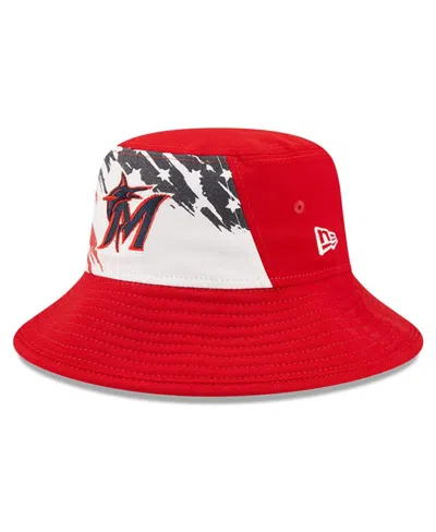 NEW ERA MEN'S NEW ERA RED MIAMI MARLINS 2022 4TH OF JULY BUCKET HAT