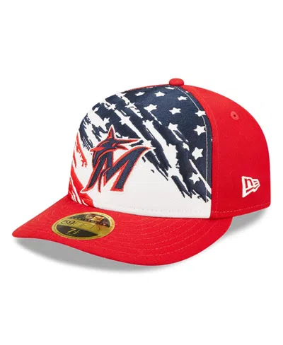 NEW ERA MEN'S NEW ERA RED MIAMI MARLINS 2022 4TH OF JULY LOW PROFILE 59FIFTY FITTED HAT
