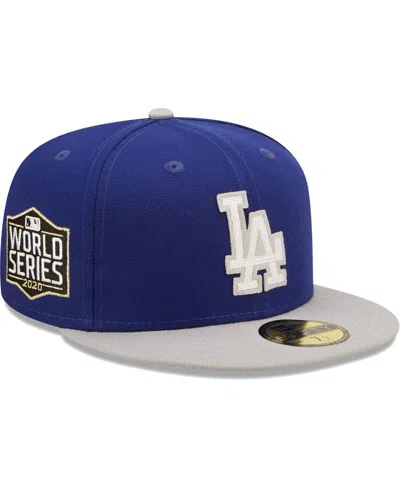 NEW ERA MEN'S NEW ERA ROYAL, GRAY LOS ANGELES DODGERS 2020 WORLD SERIES CHAMPIONS LETTERMAN 59FIFTY FITTED H