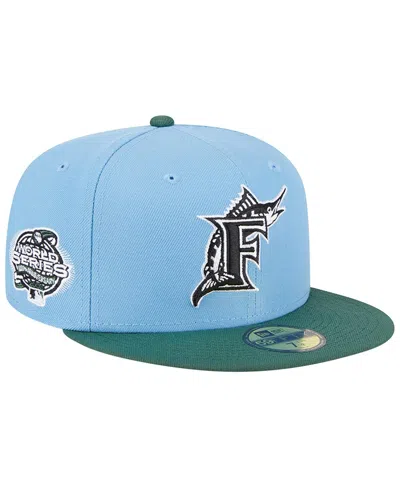NEW ERA MEN'S NEW ERA SKY BLUE, CILANTRO FLORIDA MARLINS 2003 WORLD SERIES COOPERSTOWN COLLECTION 59FIFTY FI