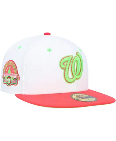 NEW ERA MEN'S NEW ERA WHITE, CORAL WASHINGTON NATIONALS ROBERT F. KENNEDY MEMORIAL STADIUM STRAWBERRY LOLLI 