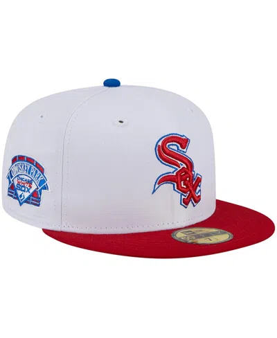 NEW ERA MEN'S NEW ERA WHITE, RED CHICAGO WHITE SOX UNDERVISOR 59FIFTY FITTED HAT