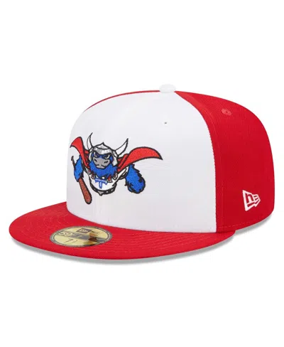 NEW ERA MEN'S NEW ERA WHITE, RED TULSA DRILLERS MARVEL X MINOR LEAGUE 59FIFTY FITTED HAT