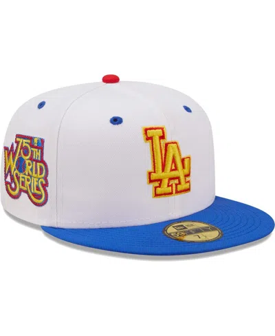 NEW ERA MEN'S NEW ERA WHITE, ROYAL LOS ANGELES DODGERS 75TH WORLD SERIES CHERRY LOLLI 59FIFTY FITTED HAT