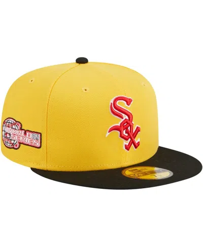 NEW ERA MEN'S NEW ERA YELLOW, BLACK CHICAGO WHITE SOX GRILLED 59FIFTY FITTED HAT