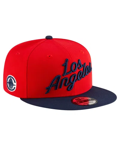 NEW ERA MEN'S RED/NAVY LA CLIPPERS JERSEY HOOK STATEMENT EDITION 9FIFTY SNAPBACK HAT
