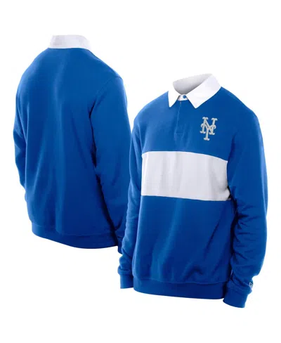 NEW ERA MEN'S ROYAL NEW YORK METS THROWBACK PREP COLOR BLOCK RUGBY POLO SHIRT