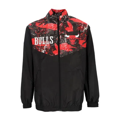 NEW ERA MEN'S TRACKSUIT JACKET NBA ALL OVER PRINT PANEL TRACK JACKET CHIBUL BLACK/FRONT DOOR RED