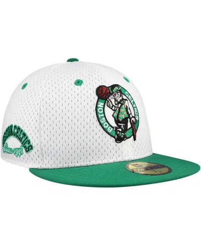 NEW ERA MEN'S WHITE/KELLY GREEN BOSTON CELTICS THROWBACK 2TONE 59FIFTY FITTED HAT