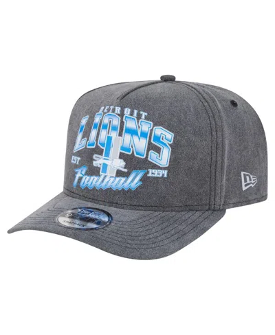 NEW ERA MEN'SÂ BLACK DETROIT LIONS THROWBACK WASHED A-FRAME 9FIFTY SNAPBACK HAT