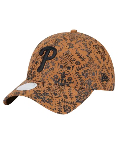 NEW ERA WOMEN'S BROWN PHILADELPHIA PHILLIES VINTAGE DECO 9TWENTY ADJUSTABLE HAT