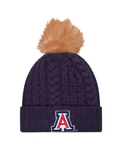 NEW ERA WOMEN'S NAVY ARIZONA WILDCATS LUXURYÂ CUFFED WITH POM KNIT HAT