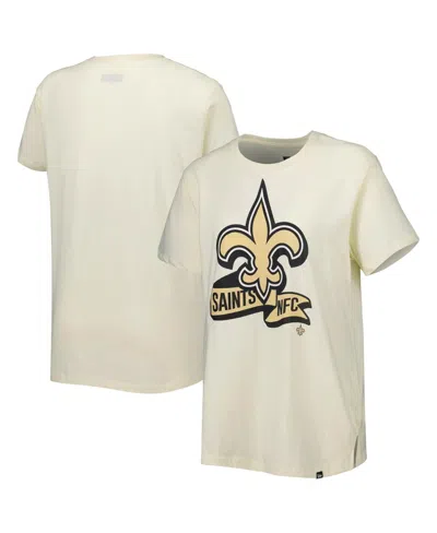 NEW ERA WOMEN'S NEW ERA CREAM NEW ORLEANS SAINTS CHROME SIDELINE T-SHIRT
