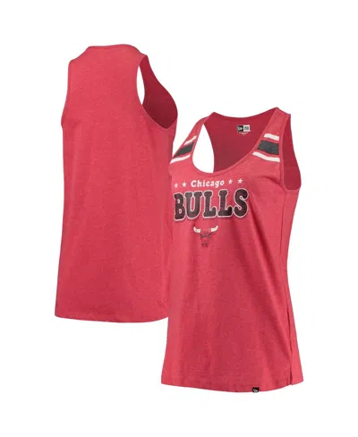 NEW ERA WOMEN'S NEW ERA HEATHER RED CHICAGO BULLS SCOOP-NECK RACERBACK TANK TOP