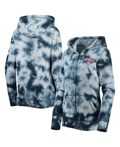 NEW ERA WOMEN'S NEW ERA NAVY WASHINGTON NATIONALS TIE-DYE FULL-ZIP HOODIE