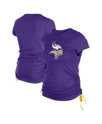 NEW ERA WOMEN'S PURPLE MINNESOTA VIKINGS RUCHED SIDE T-SHIRT