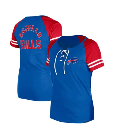NEW ERA WOMEN'S ROYAL BUFFALO BILLS LACE-UP RAGLAN T-SHIRT