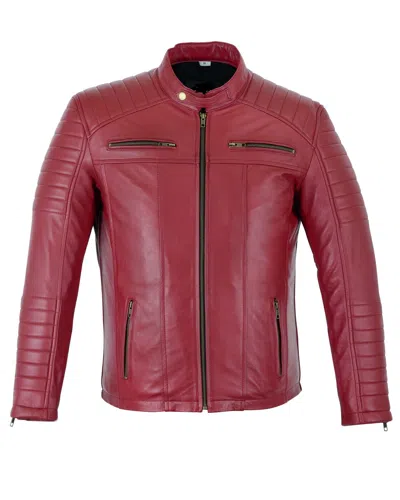 NEW FASHION STYLE 100% ORIGINAL ROT ECHTLEDER MOTORRADJACKE FÜR HERREN NFS 586