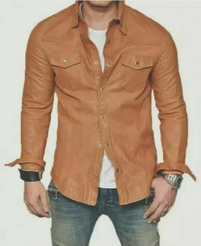 NEW FASHION STYLE HERREN KAMEL BEIGE WILDLEDER SUBTIL LOOK STYLISCHES HEMD JACKE NFS 525