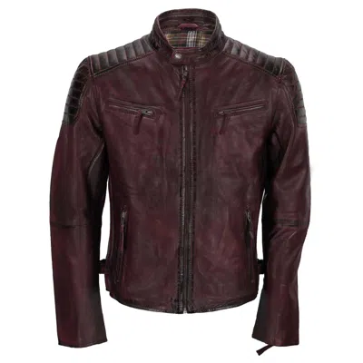 NEW FASHION STYLE HERREN WEINROT VINTAGE LEDER 100% LAMMLEDER BIKER SLIM JACKE NFS 518