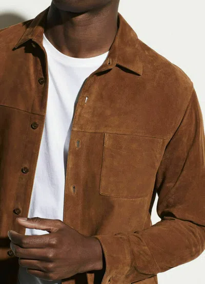 NEW FASHION STYLE NEU HERREN BROWN GLATT WILDLEDER SLIM FIT KRAGEN HEMD JACKE NFS 534