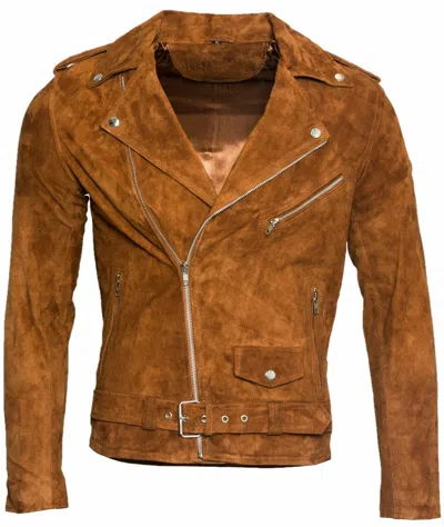 NEW FASHION STYLE SUBTIL LOOK HERREN HELLBRAUN / BRAUNE WILDLEDER KLASSISCH BIKERSTIL JACKE NFS