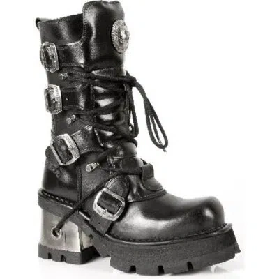 NEW ROCK NEWROCK 373-S3 DAMEN SCHWARZ 100% LEDER GOTHIC PUNK EMO ROCK BIKER BOOTS