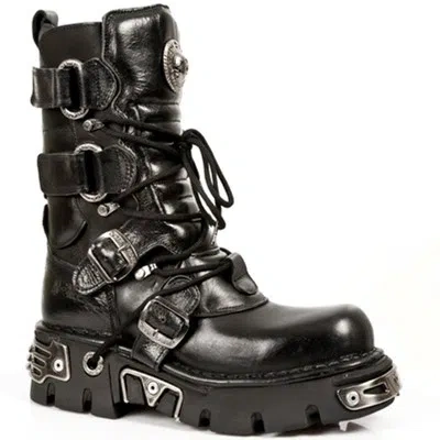 NEW ROCK ROCK BOOTS UNISEX PUNK GOTHIC STIEFEL - STYLE 575 S1 SCHWARZ